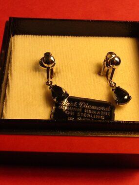 Zeidell's Vintage Black Hematite Sterling Silver EARRINGS New in box Clip On